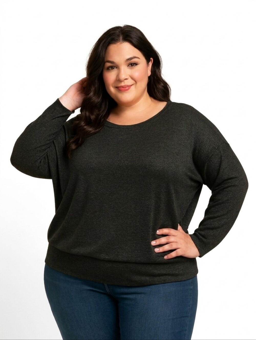 Lane Bryant Plus Size Dolman Sleeve Black Loose Fit Women's Sweater